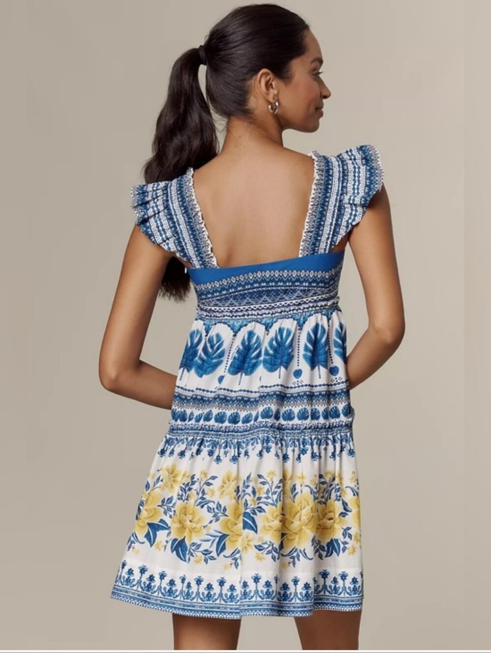 FARM Rio Zuli Floral Flutter-Sleeve Cotton Mini Dress - Picture 3 of 5